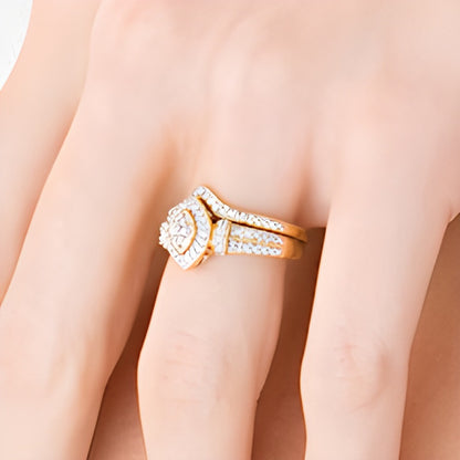 0.2 CT. TW Composite Diamond Marquise Frame Bridal Set in Sterling Silver with 14K Gold Plate