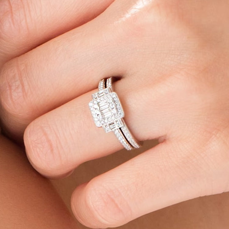 0.5 CT. TW Composite Diamond Frame Collar Bridal Set in 10K White Gold