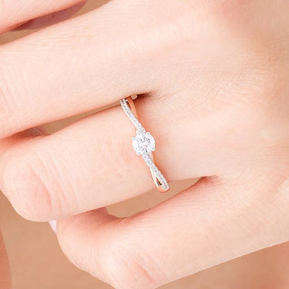 0.33 CT. TW Diamond Twist Shank Engagement Ring in 10K Rose Gold