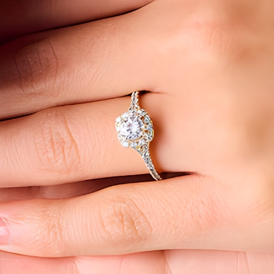 1.0 CT. TW Lab-Grown Diamond Cushion Frame Split Shank Engagement Ring in 14K Gold (F/SI2)