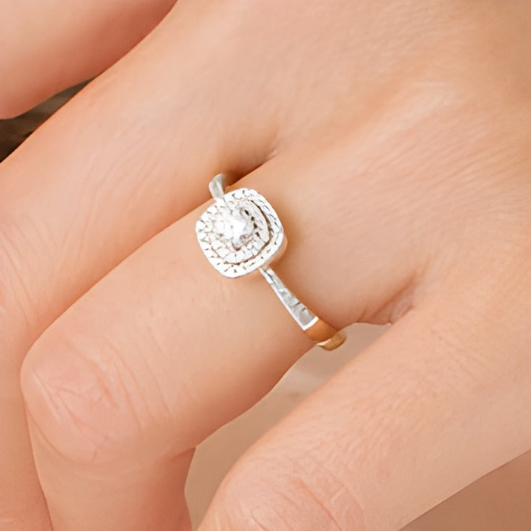 0.33 CT. TW Diamond Double Cushion Frame Engagement Ring in 10K Gold