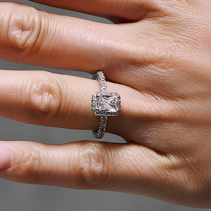 1.5 CT. TW Radiant-Cut Lab-Grown Diamond Frame Ring in 14K White Gold (F/SI2)