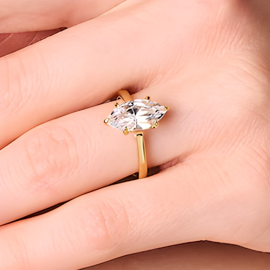 3.0 CT. Marquise-Cut Lab-Grown Diamond Solitaire Engagement Ring in 14K Gold (F/VS2)