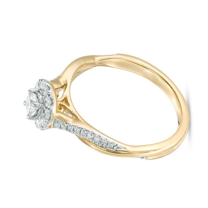 0.38 CT. TW Diamond Frame Twist Engagement Ring in 10K Gold