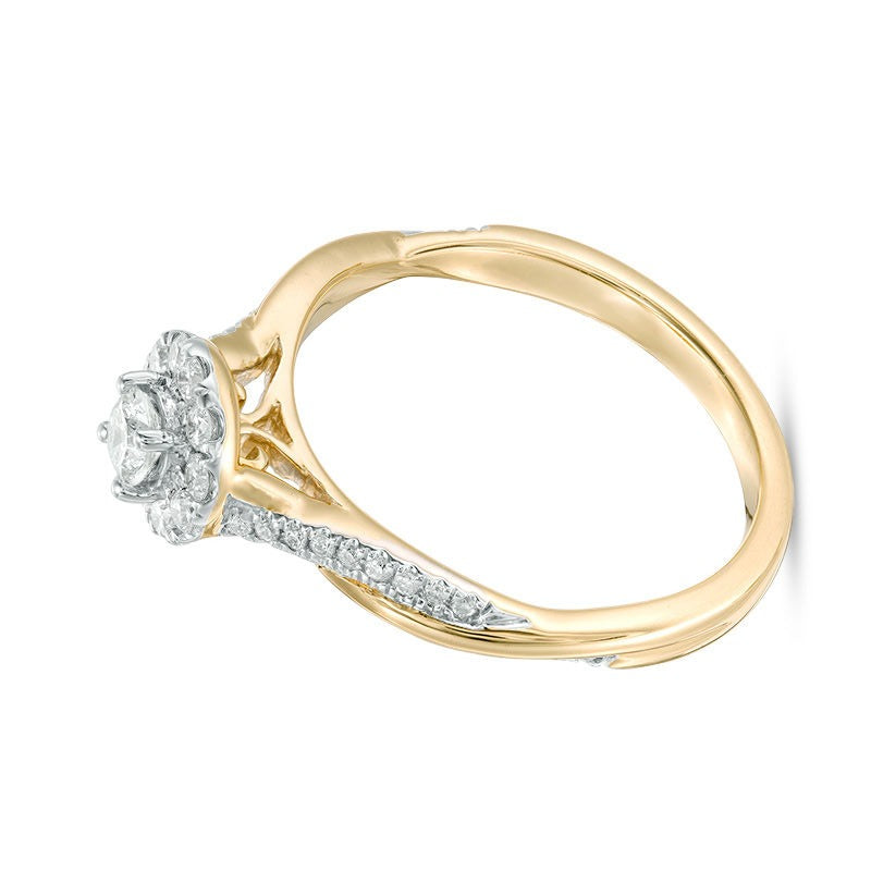 0.38 CT. TW Diamond Frame Twist Engagement Ring in 10K Gold