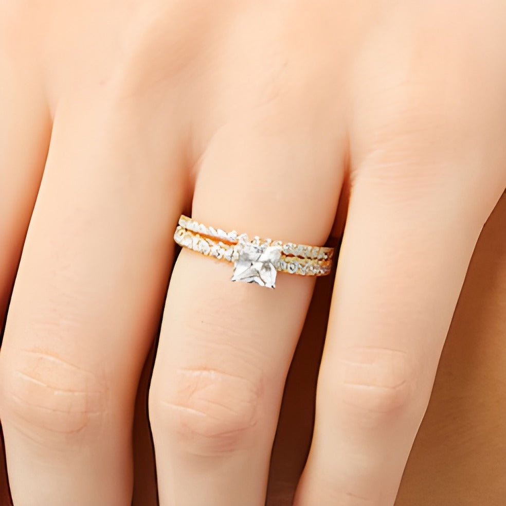 1.75 CT. TW Princess Lab-Grown Diamond Bridal Set in 14K Gold (F/SI2)