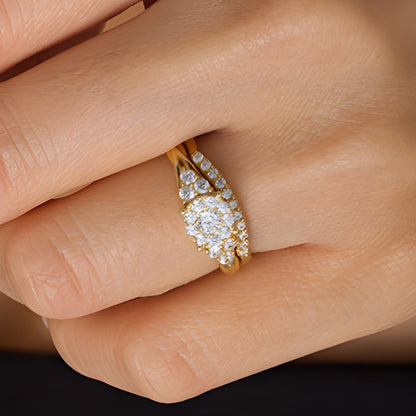0.63 CT. TW Diamond Frame Tri-Sides Braid Shank Bridal Set in 14K Gold