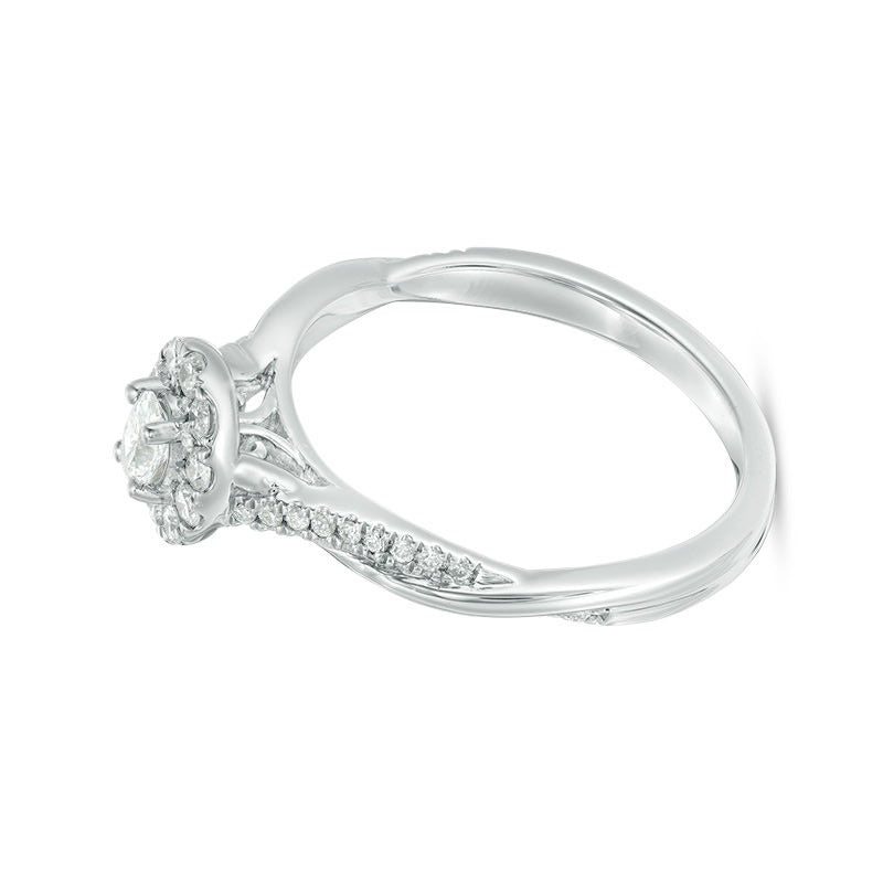0.38 CT. TW Oval Diamond Frame Twist Engagement Ring in 10K White Gold