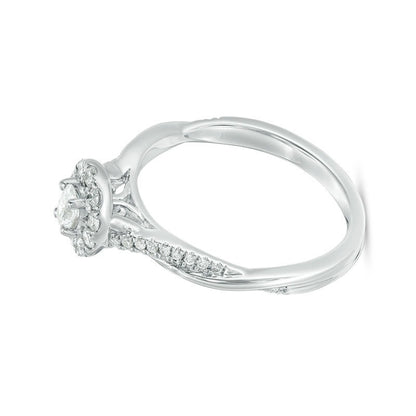 0.38 CT. TW Oval Diamond Frame Twist Engagement Ring in 10K White Gold