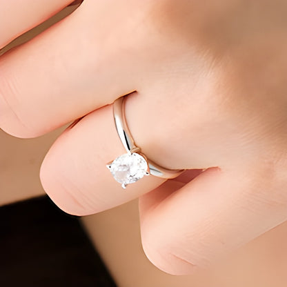 1.5 CT. Oval Lab-Grown Diamond Solitaire Engagement Ring in 14K White Gold (F/VS2)