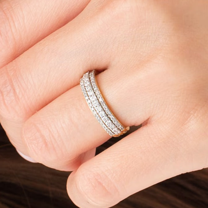 0.5 CT. TW Diamond Multi-Row Band in 10K Gold
