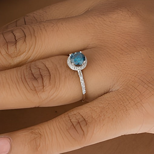 1.0 CT. TW Enhanced Blue and White Diamond Frame Engagement Ring in 14K White Gold