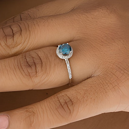 1.0 CT. TW Enhanced Blue and White Diamond Frame Engagement Ring in 14K White Gold