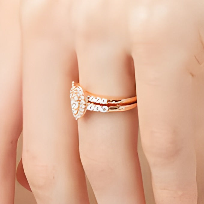 0.5 CT. TW Marquise-Shaped Multi-Diamond Frame Bridal Set in 10K Rose Gold