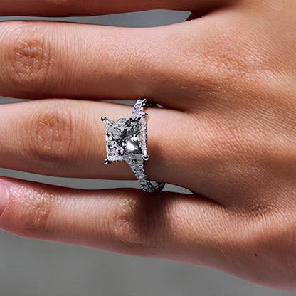 4.5 CT. TW Princess-Cut Lab-Grown Diamond Split Shank Engagement Ring in 14K White Gold (F/SI2)