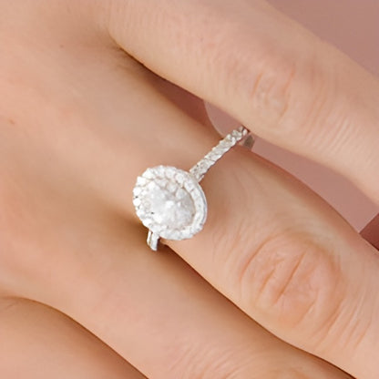 0.88 CT. TW Oval Diamond Double Frame Engagement Ring in 10K White Gold