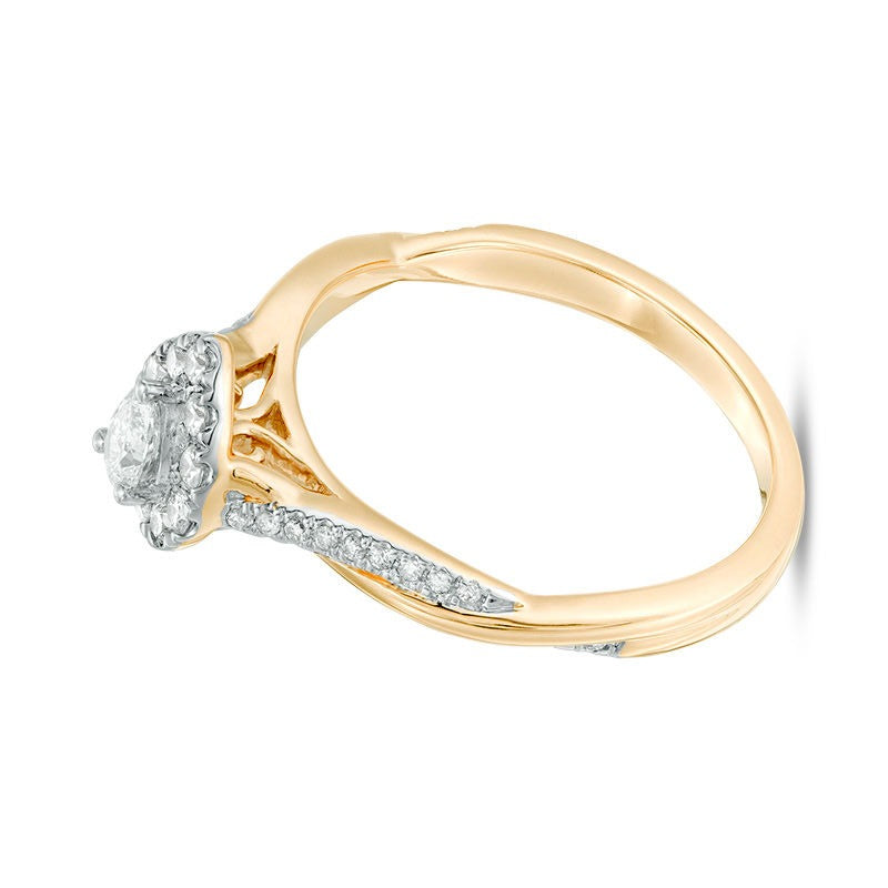 0.38 CT. TW Pear-Shaped Diamond Frame Twist Engagement in 10K Gold