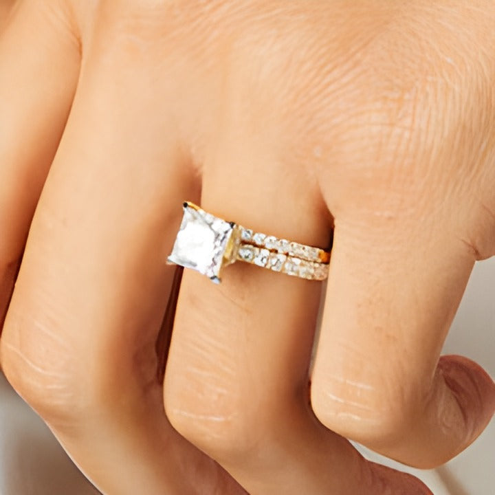 2.88 CT. TW Princess-Cut Lab-Grown Diamond Bridal Set in 14K Gold (I/SI2)