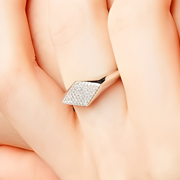 0.2 CT. TW Diamond Rhombus Signet Ring in Sterling Silver