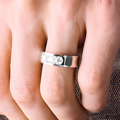 1.0 CT. TW Lab-Grown Diamond Three-Stone Band in 10K White Gold (F/VS2)