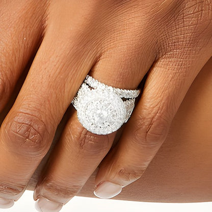 2.88 CT. TW Multi-Diamond Layered Double Frame Multi-Row Bridal Set in 10K White Gold
