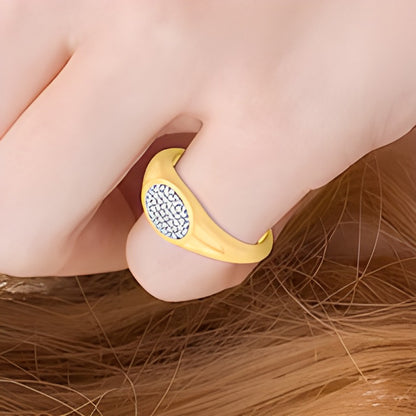 0.1 CT. TW Oval Multi-Diamond Sideways Signet Ring in 10K Gold