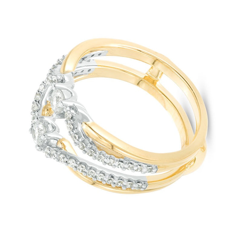 0.5 CT. TW Diamond Crossover Solitaire Enhancer in 10K Two-Tone Gold