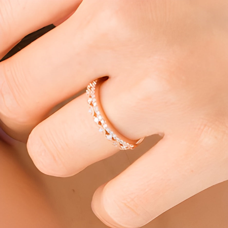 0.2 CT. TW Diamond Cascading Vintage-Style Stack Band in 10K Rose Gold