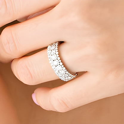 3.0 CT. TW Diamond Scallop Edge Vintage-Style Eternity Anniversary Band in 14K White Gold