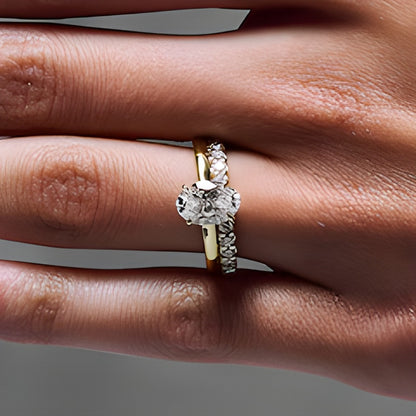 2.0 CT. TW Oval Lab-Grown Diamond Hidden Frame Bridal Set in 14K Gold (F/VS2)