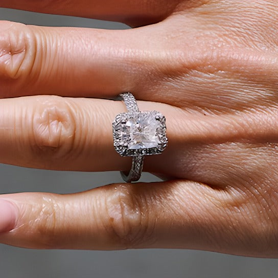 2.63 CT. TW Radiant-Cut Lab-Grown Diamond Frame Ring in 14K White Gold (F/SI2)