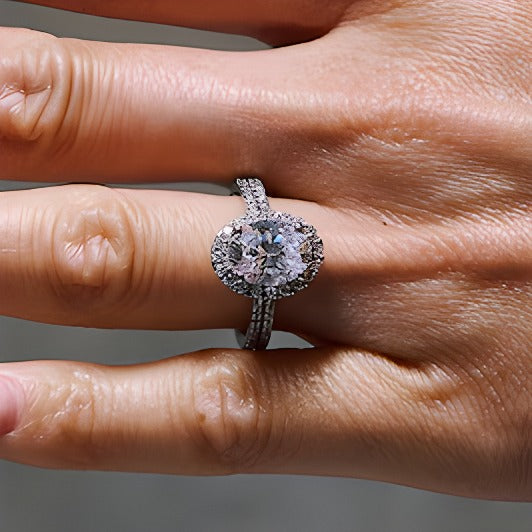2.63 CT. TW Oval Lab-Grown Diamond Frame Ring in 14K White Gold (F/SI2)