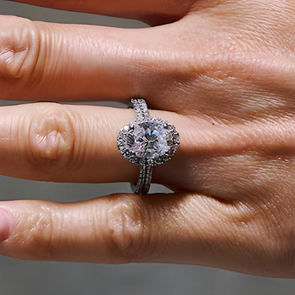 2.63 CT. TW Oval Lab-Grown Diamond Frame Ring in 14K White Gold (F/SI2)