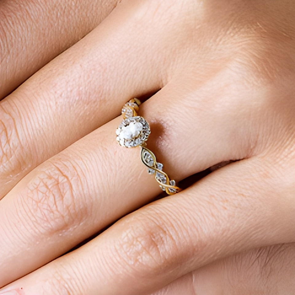 0.5 CT. TW Oval Lab-Grown Diamond Frame Promise Ring in 10K Gold (F/SI2)