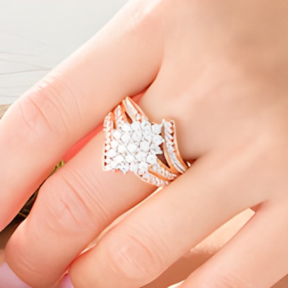 2.0 CT. TW Composite Diamond Bypass Waterfall Ring in 10K Rose Gold