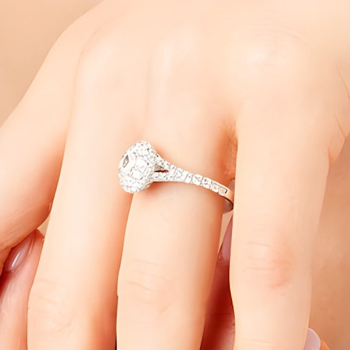 0.75 CT. TW Oval Multi-Diamond Split Shank Engagement Ring in 10K White Gold
