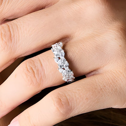 1.25 CT. TW Lab-Grown Diamond Tilted Multi-Shape Anniversary Band in 14K White Gold (F/VS2)
