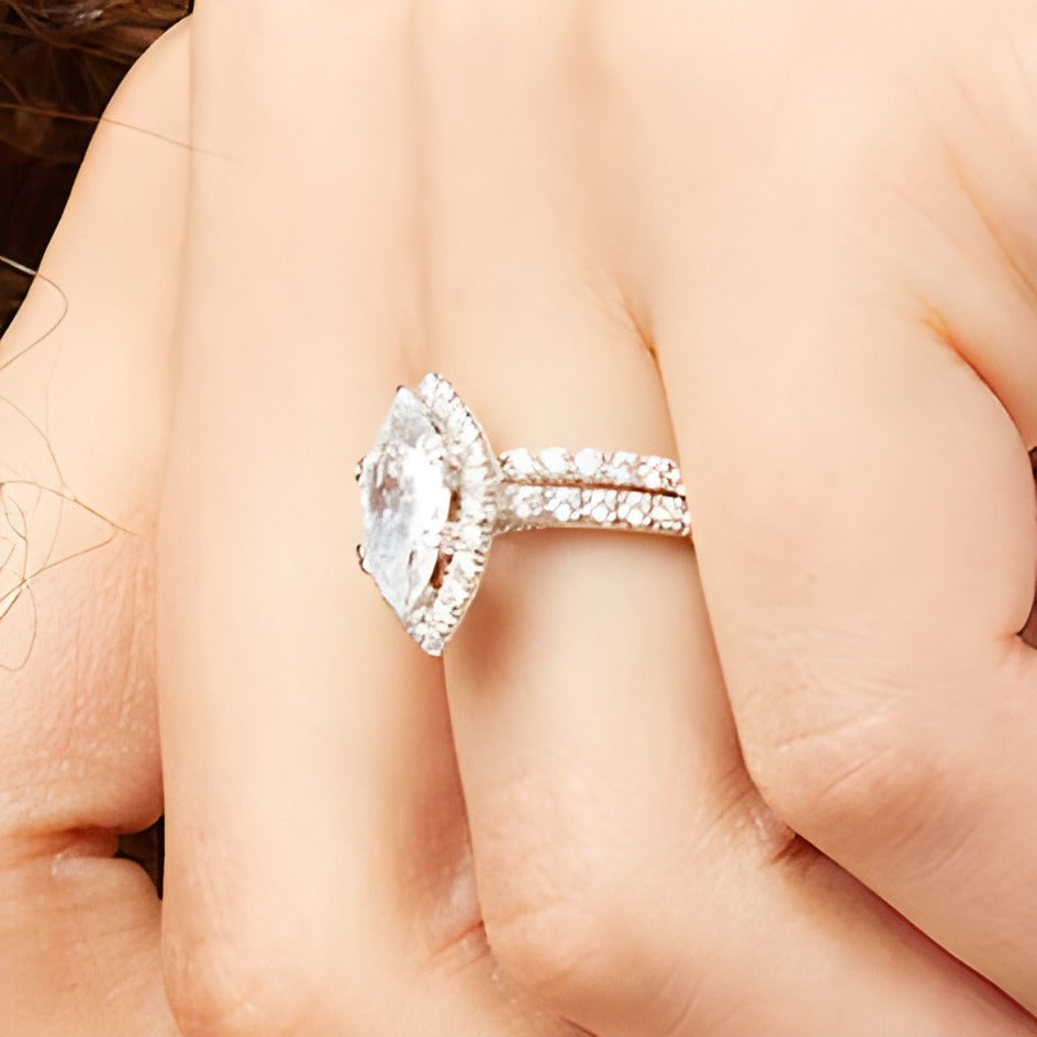 2.25 CT. TW Marquise-Cut Lab-Grown Diamond Frame Bridal Set in 14K White Gold (I/SI2)