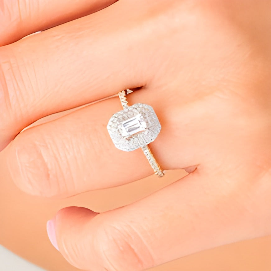 0.75 CT. TW Emerald-Cut Diamond Double Octagonal Frame Engagement Ring in 14K Gold