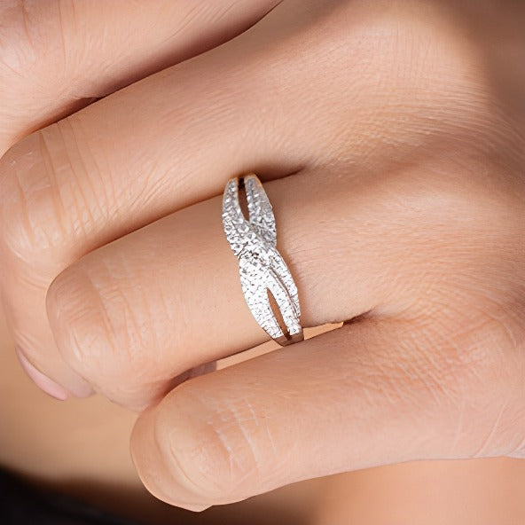 0.33 CT. TW Diamond Crossover Anniversary Band in 10K White Gold