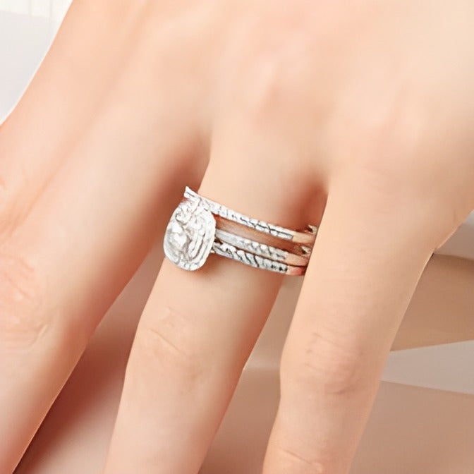 1.0 CT. TW Diamond Double Frame Multi-Row Bridal Set in 10K White Gold