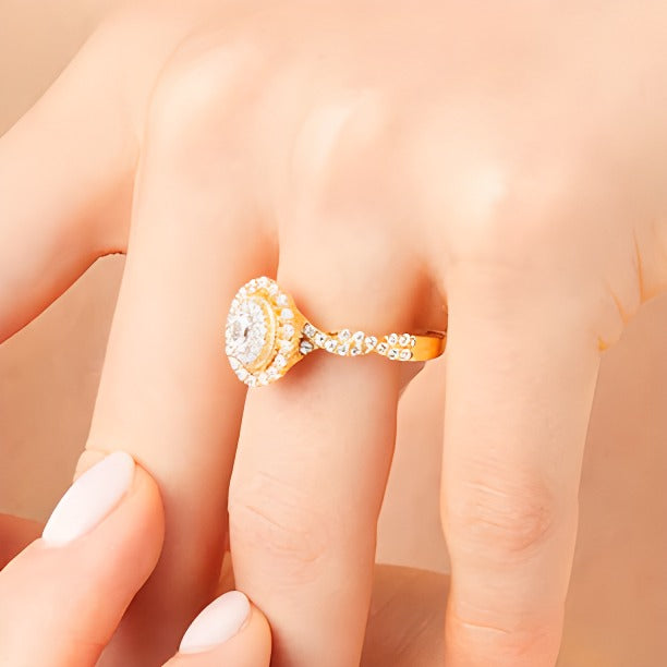 0.63 CT. TW Oval Diamond Vintage-Style Frame Twist Shank Engagement Ring in 10K Gold