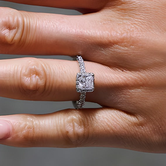 1.5 CT. TW Princess-Cut Lab-Grown Diamond Frame Ring in 14K White Gold (F/SI2)