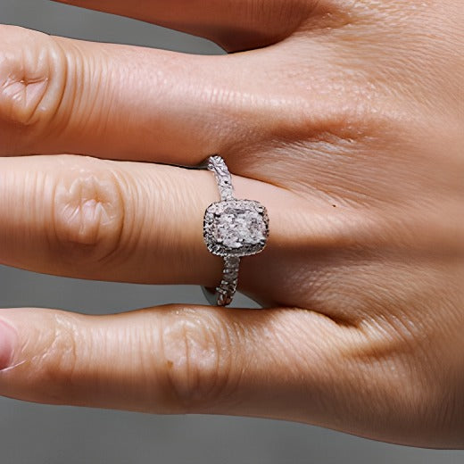 1.5 CT. TW Elongated Cushion-Cut Lab-Grown Diamond Frame Ring in 14K White Gold (F/VS2)