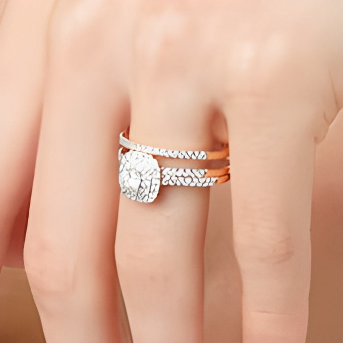 1.0 CT. TW Diamond Double Frame Multi-Row Bridal Set in 10K Rose Gold