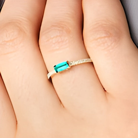Sideways Baguette Lab-Created Emerald and 0.1 CT. TW Diamond PavÃ© Ring in 10K Gold