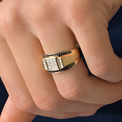 5/8.0 CT T.W. Composite Enhanced Black and White Diamond Square Ring in 10K Gold