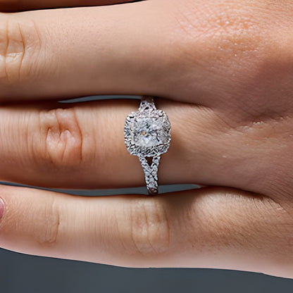 1.5 CT. TW Princess-Cut Lab-Grown Diamond Frame Engagement Ring in 14K White Gold (F/VS2)