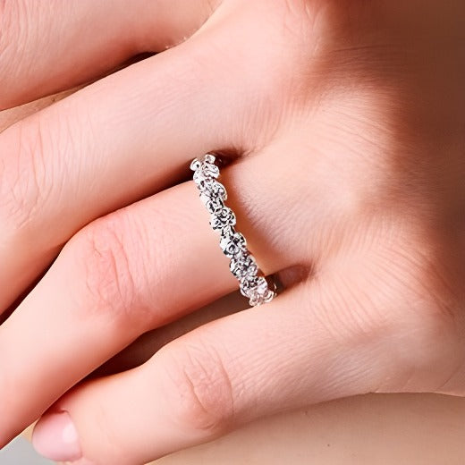 4.0 CT. TW Lab-Grown Diamond Scallop Eternity Band in 14K White Gold (F/VS2) - Size 6