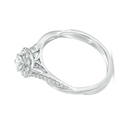 0.38 CT. TW Diamond Frame Twist Engagement Ring in 10K White Gold